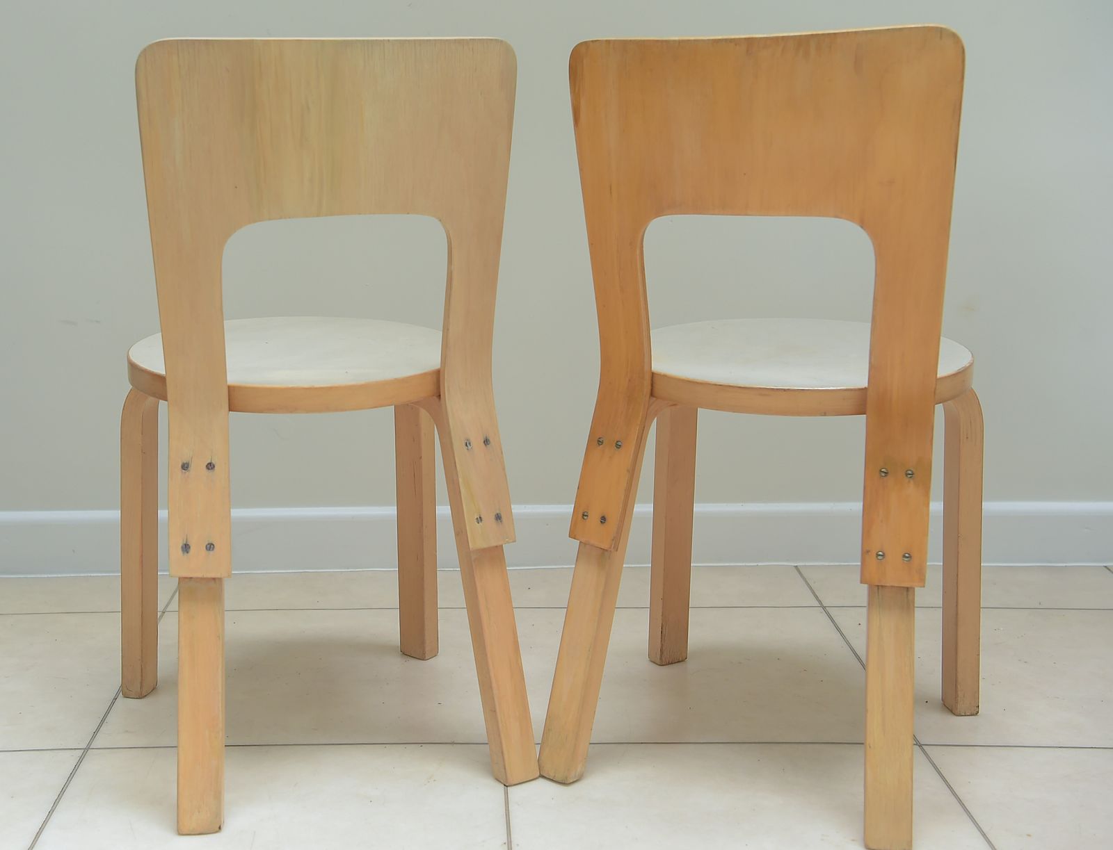 Pair Of Model 66 Chairs By Alvar Aalto For Artek, Finland photo vinterior