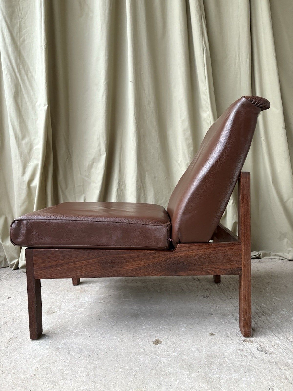 Vtg Mid Century Leather Lounge Chair Danish Scandi Retro R1029 photo buy