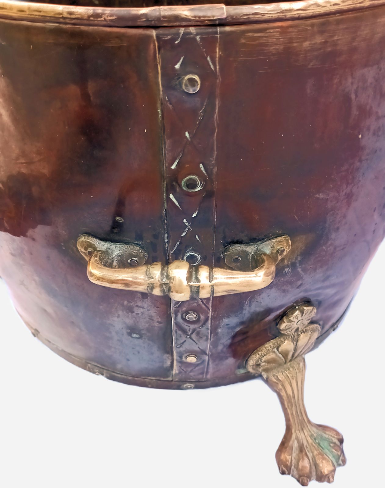 Antique English Copper Coal Bucket & Planter With Ornate Claw Feet photo 850.0