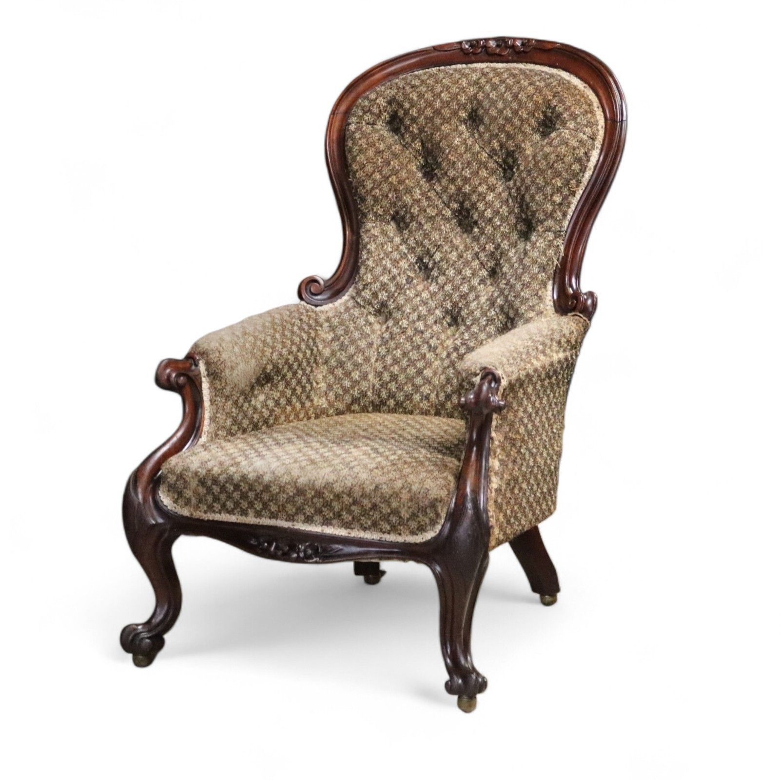 Victorian Antique Mahogany Spoon Back Armchair / Library Chair photo furniture