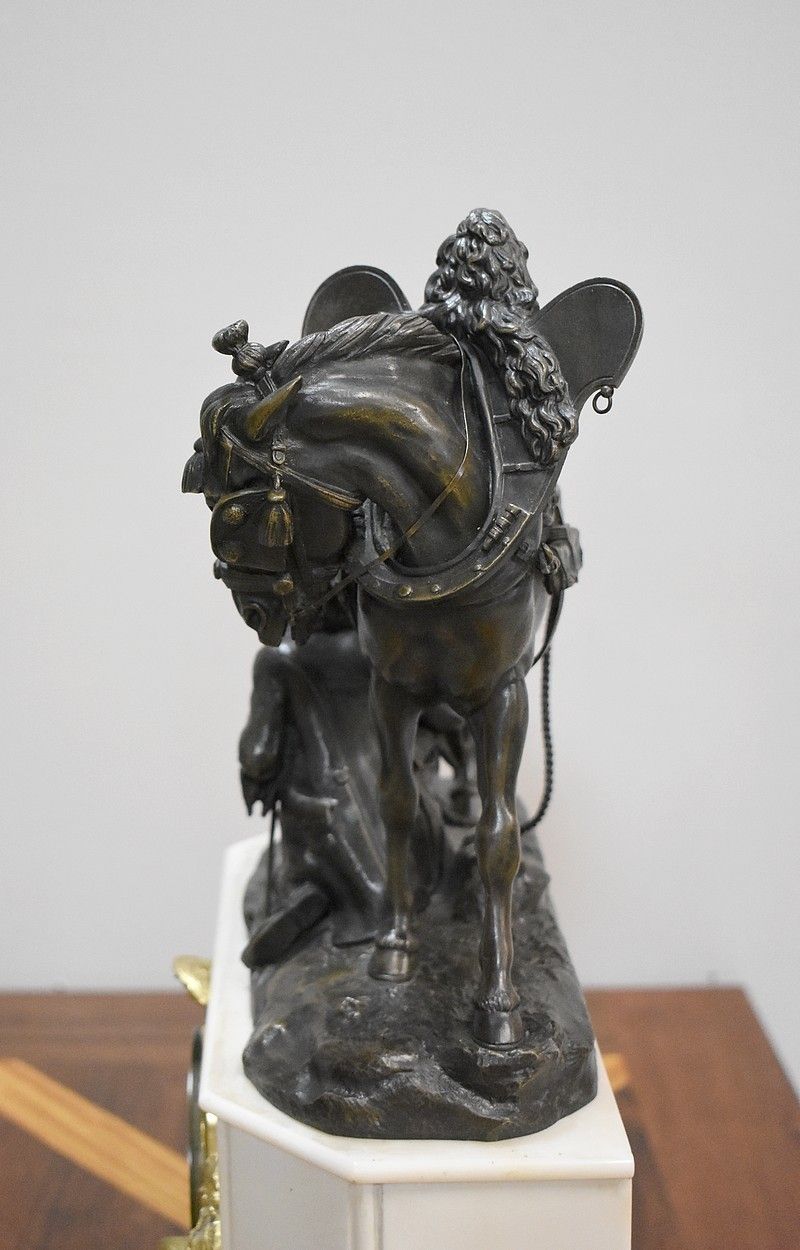 photo for sale Marble And Bronze Clock By Théodore Gechter  19th Century