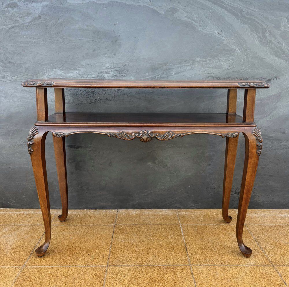 French Louis XV Style Carved Console Table With Cabriolé Legs, 1950 photo for sale