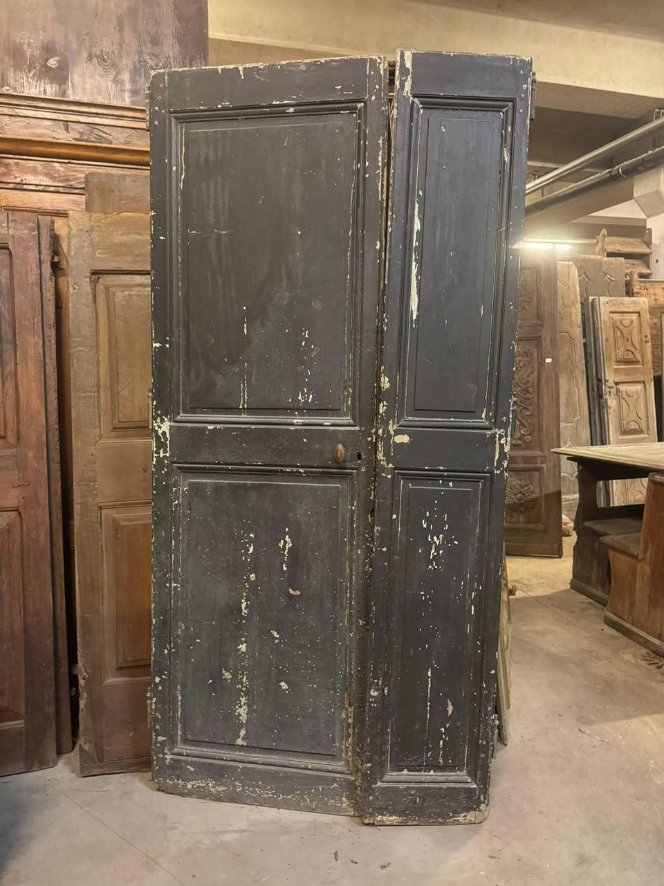 Entrance Door, Main Door, Double Wing, Black Lacquered, Italy photo for sale