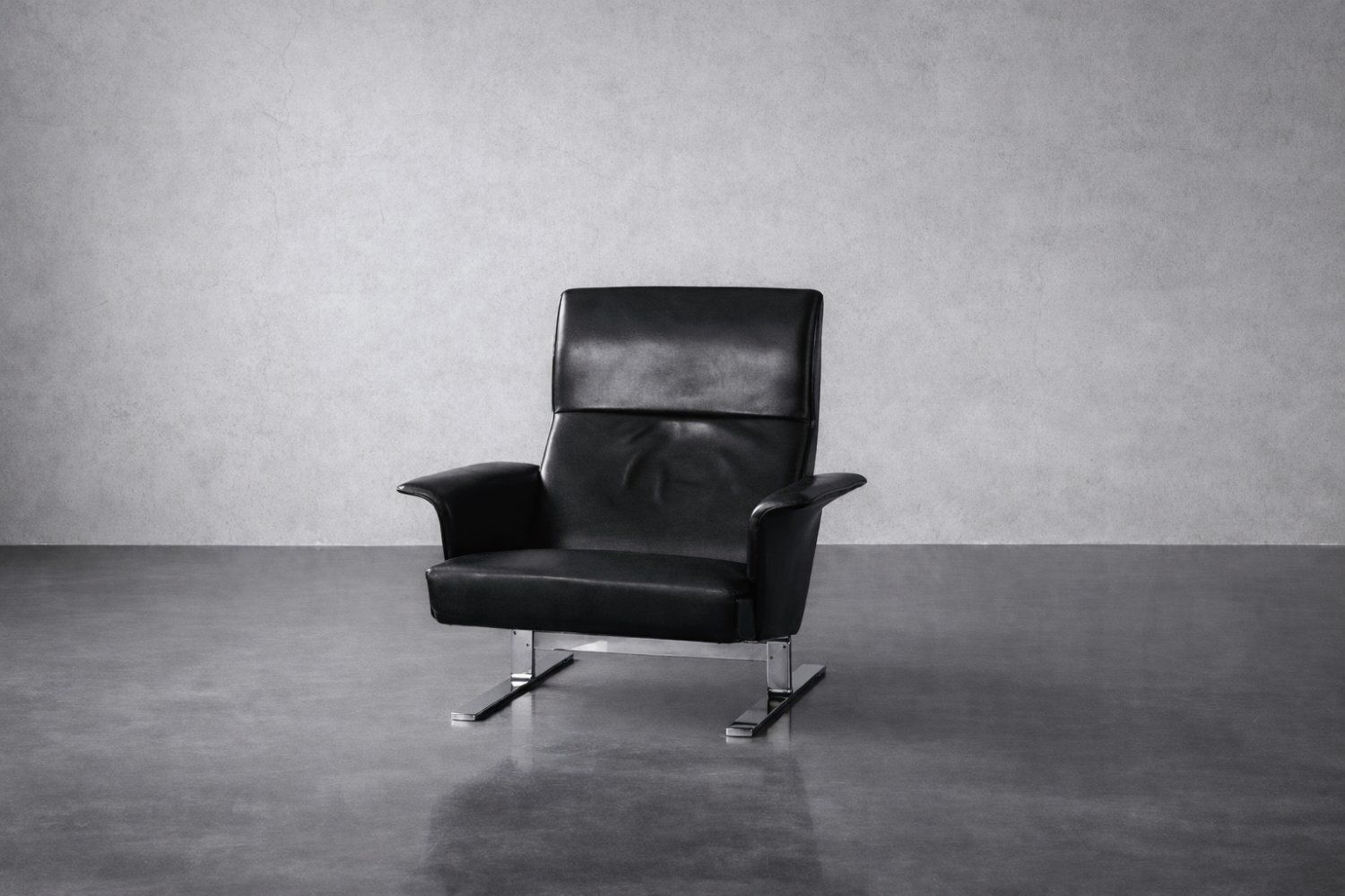 Mid Century Modern Danish Black Leather Lounge Chair By Georg Thams For A/S Vejen Polstermöbelfabrik, 1960s