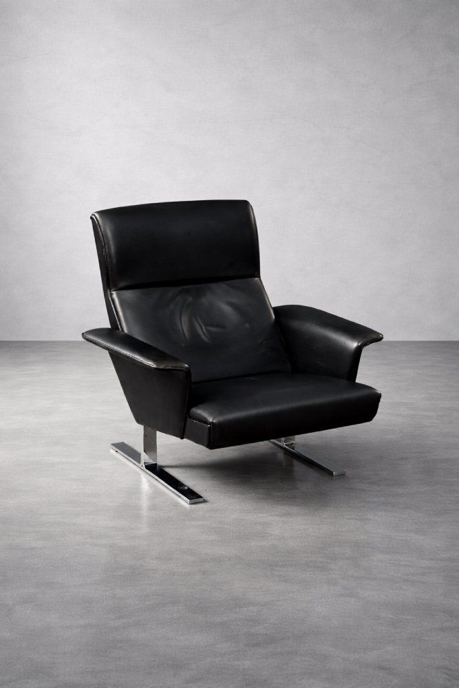Mid Century Modern Deense Fauteuil In Zwart Leer Door Georg Thams Voor A/S Vejen Polstermøbelfabrik, Jaren 1960 photo buy