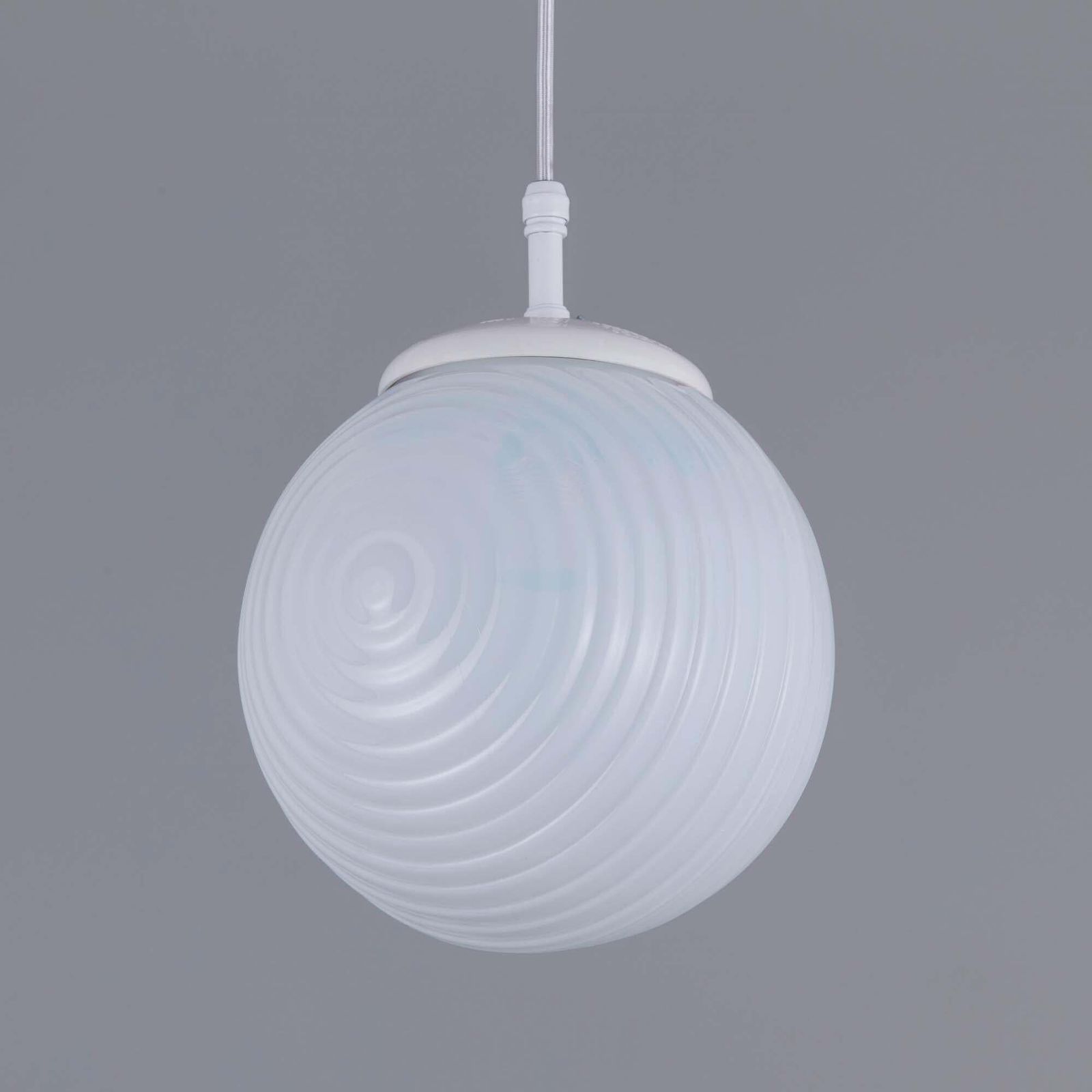 Small Ribbed Milk Glass Pendant Lights, Czechoslovakia, Mid 20th Century photo 246.0