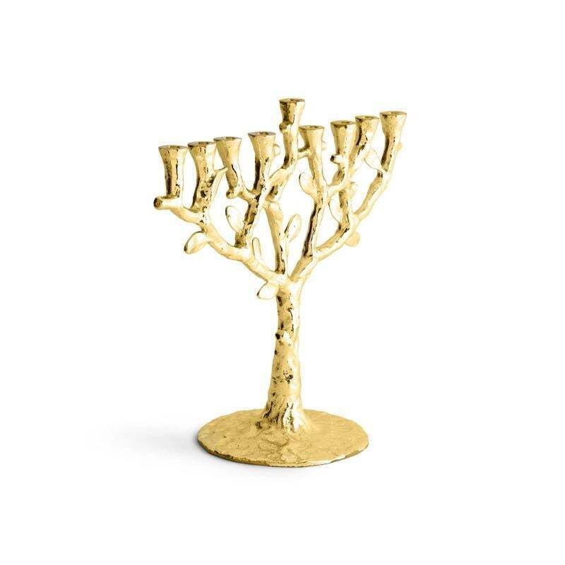 Contemporary Gold Cast Metal Tree Of Life Menorah photo Home Decor