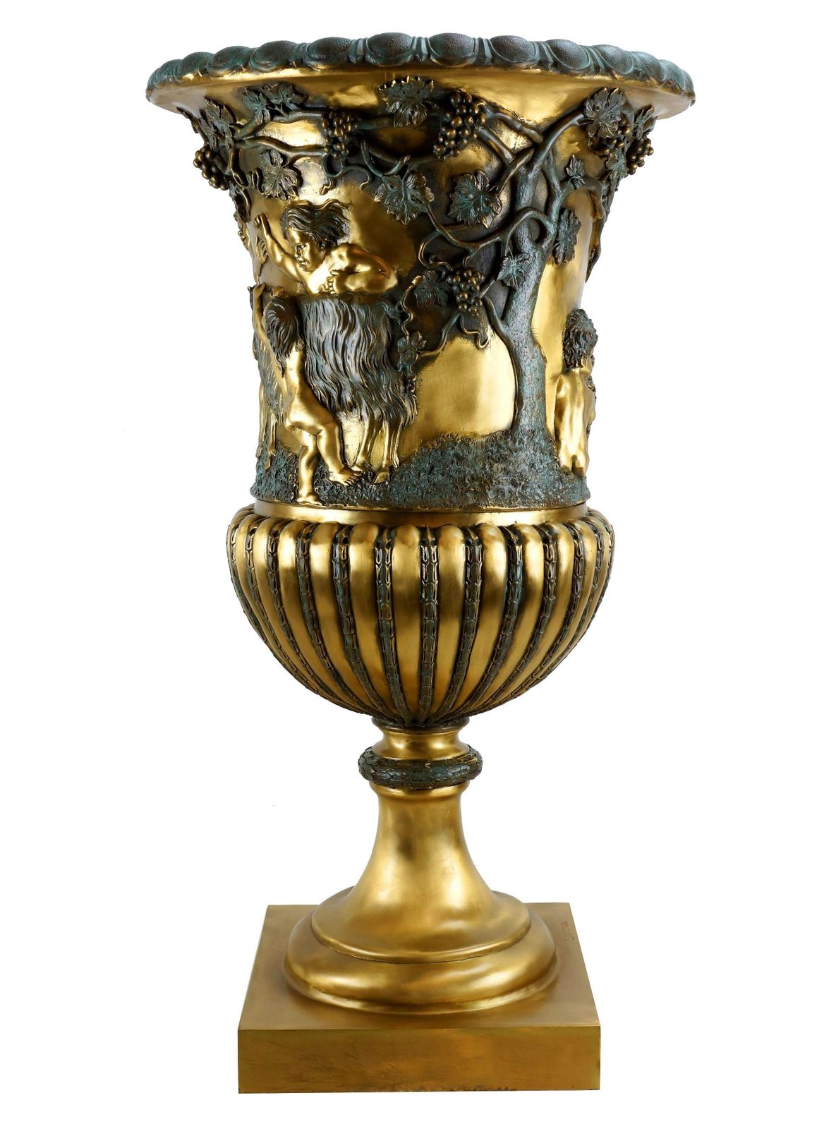 Tall Napoléon III Style Bronze Chalice Vase With Sculpted Reliefs photo furniture