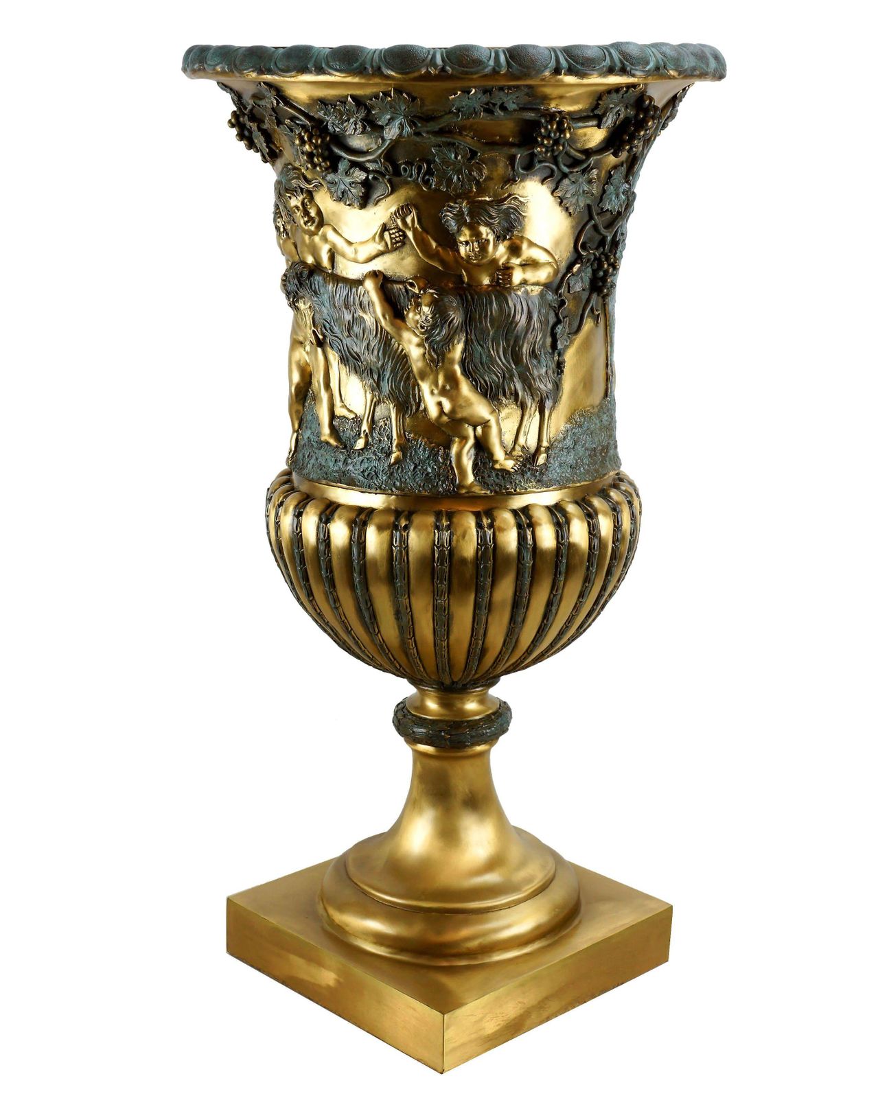 Tall Napoléon III Style Bronze Chalice Vase With Sculpted Reliefs photo Home Decor