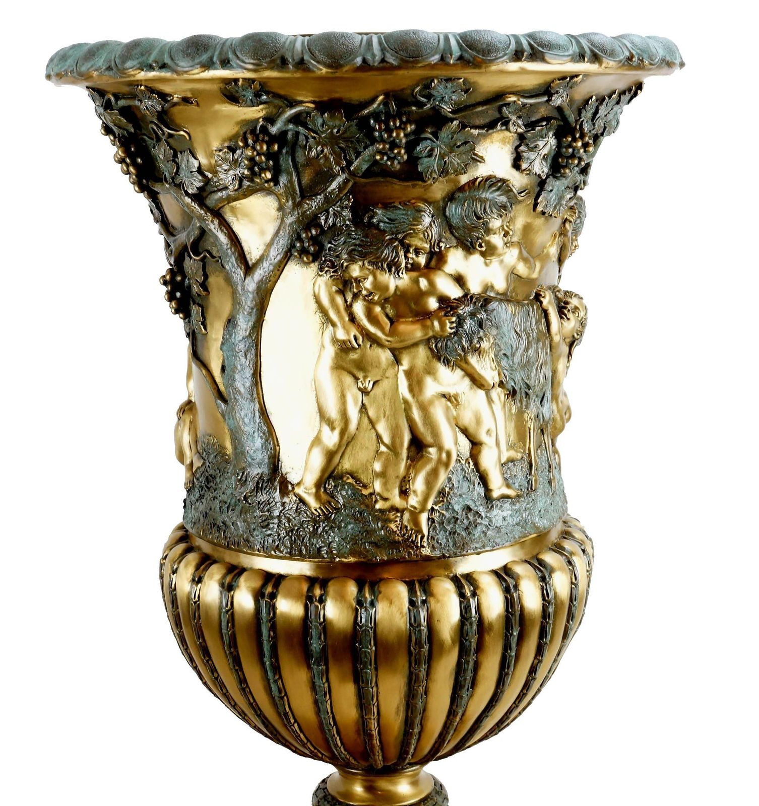 Tall Napoléon III Style Bronze Chalice Vase With Sculpted Reliefs photo 8374.0