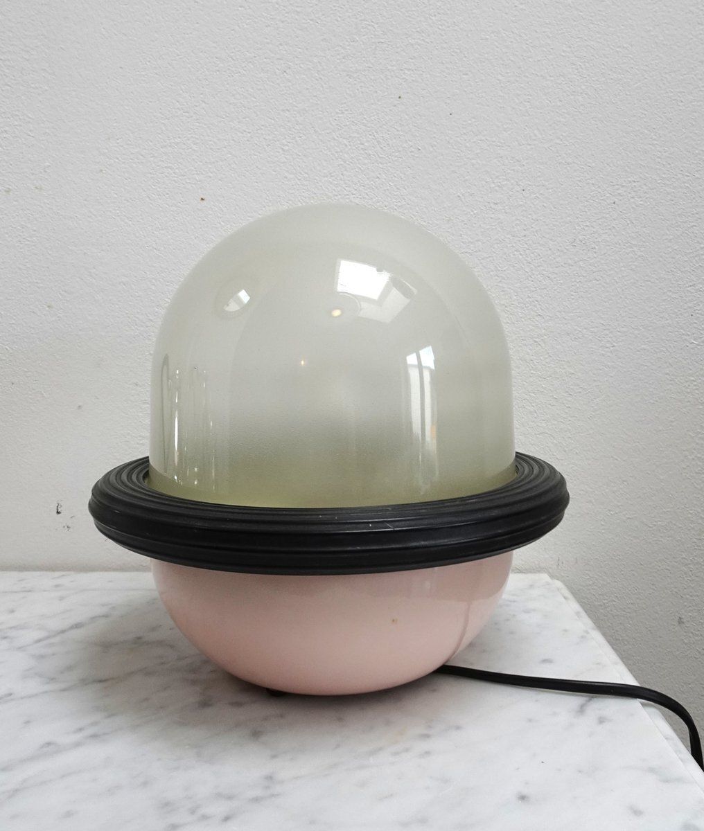 Ufo Table Lamp In Glass And Metal Attributed To Sicme, Italy, 1980s