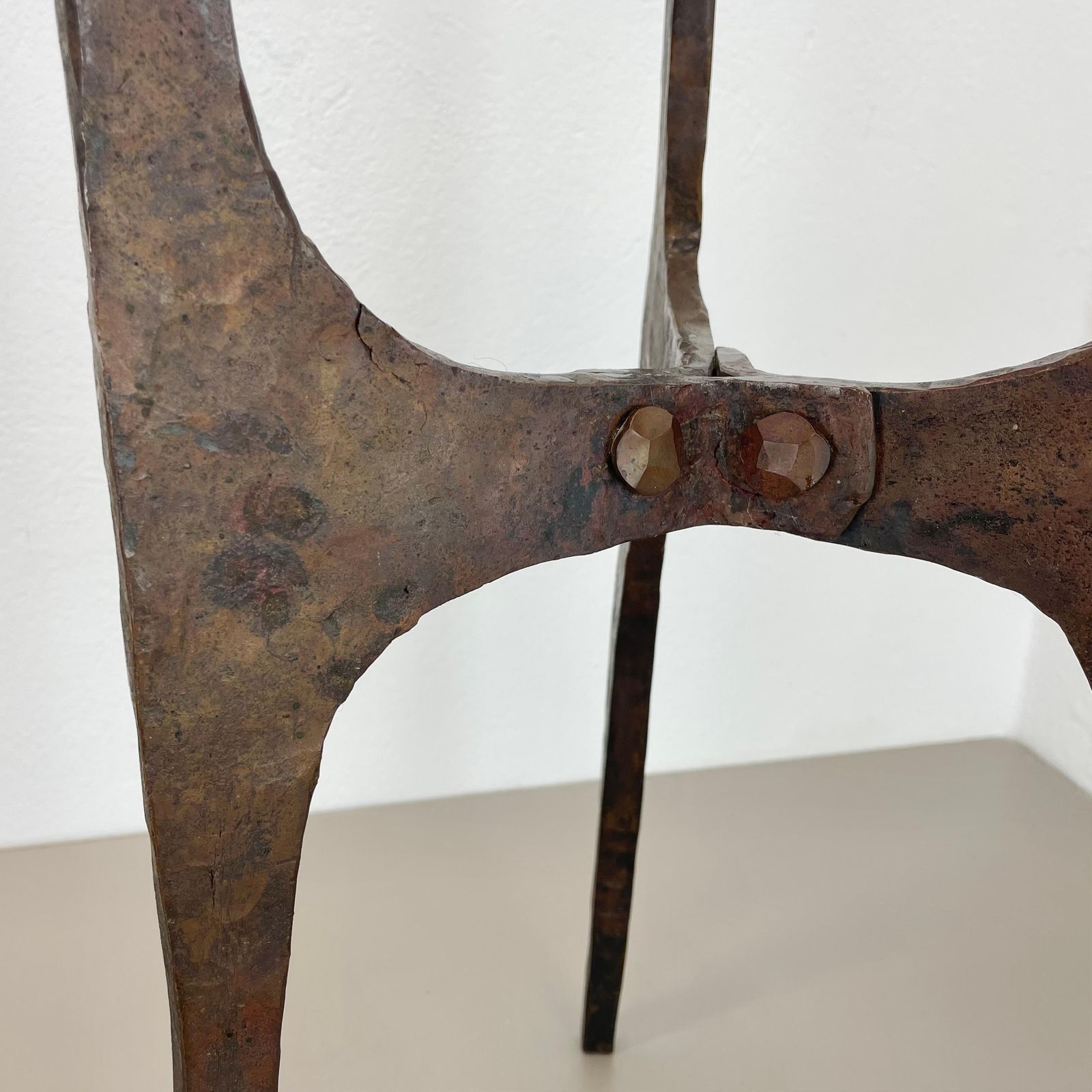 photo for sale Xl 70cm Modernist Sculptural Brutalist Copper Tripod Candleholder, Austria 1950s