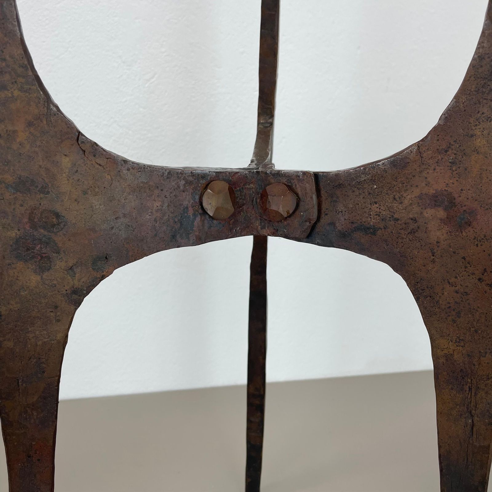 2666.0 Xl 70cm Modernist Sculptural Brutalist Copper Tripod Candleholder, Austria 1950s photo