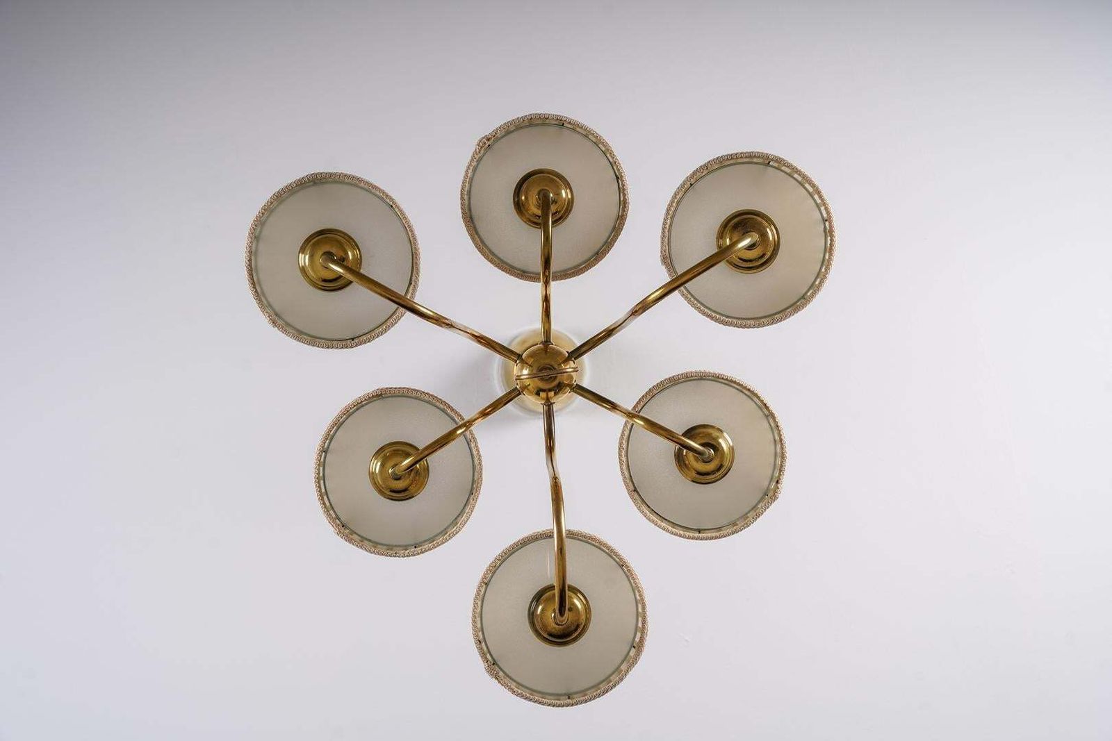 Swedish Modern Brass Chandelier photo vintage