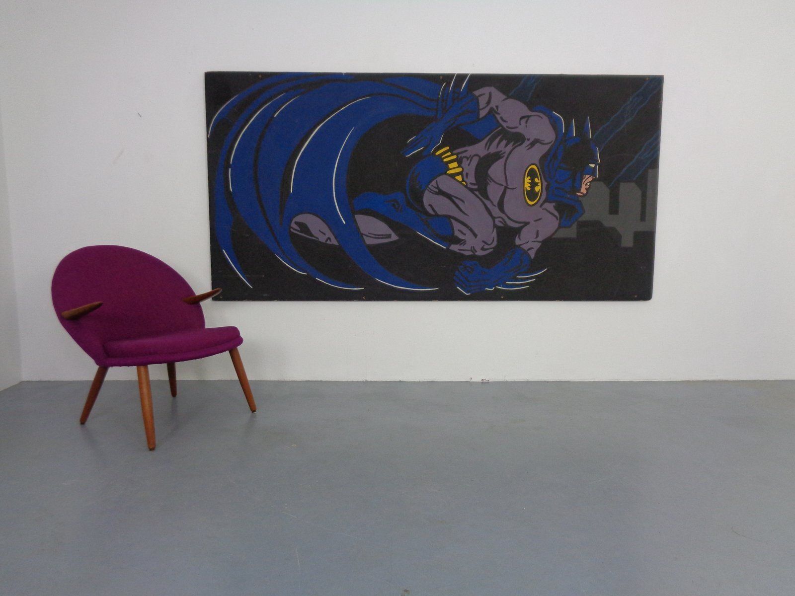 American Artist, Large Batman Street Art Image, Acrylic Painting On Hardboard, 1990s photo for sale