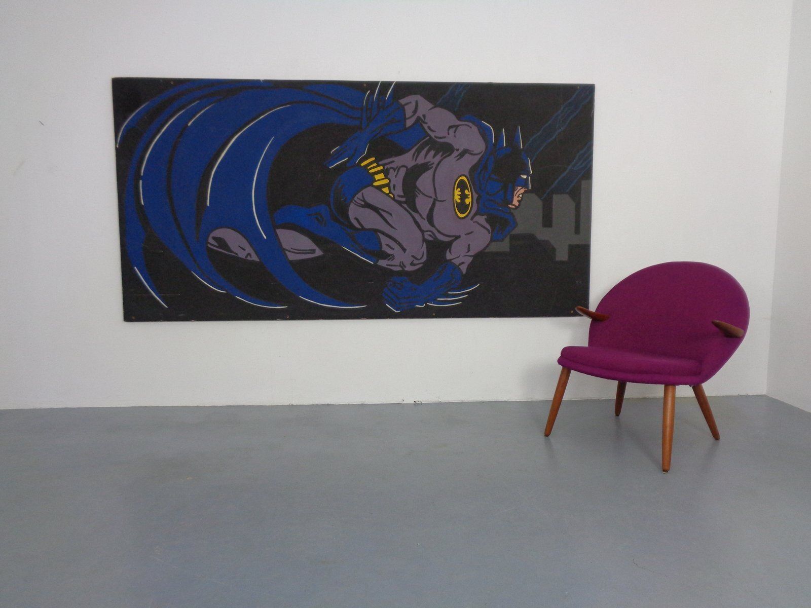 American Artist, Large Batman Street Art Image, Acrylic Painting On Hardboard, 1990s photo Art