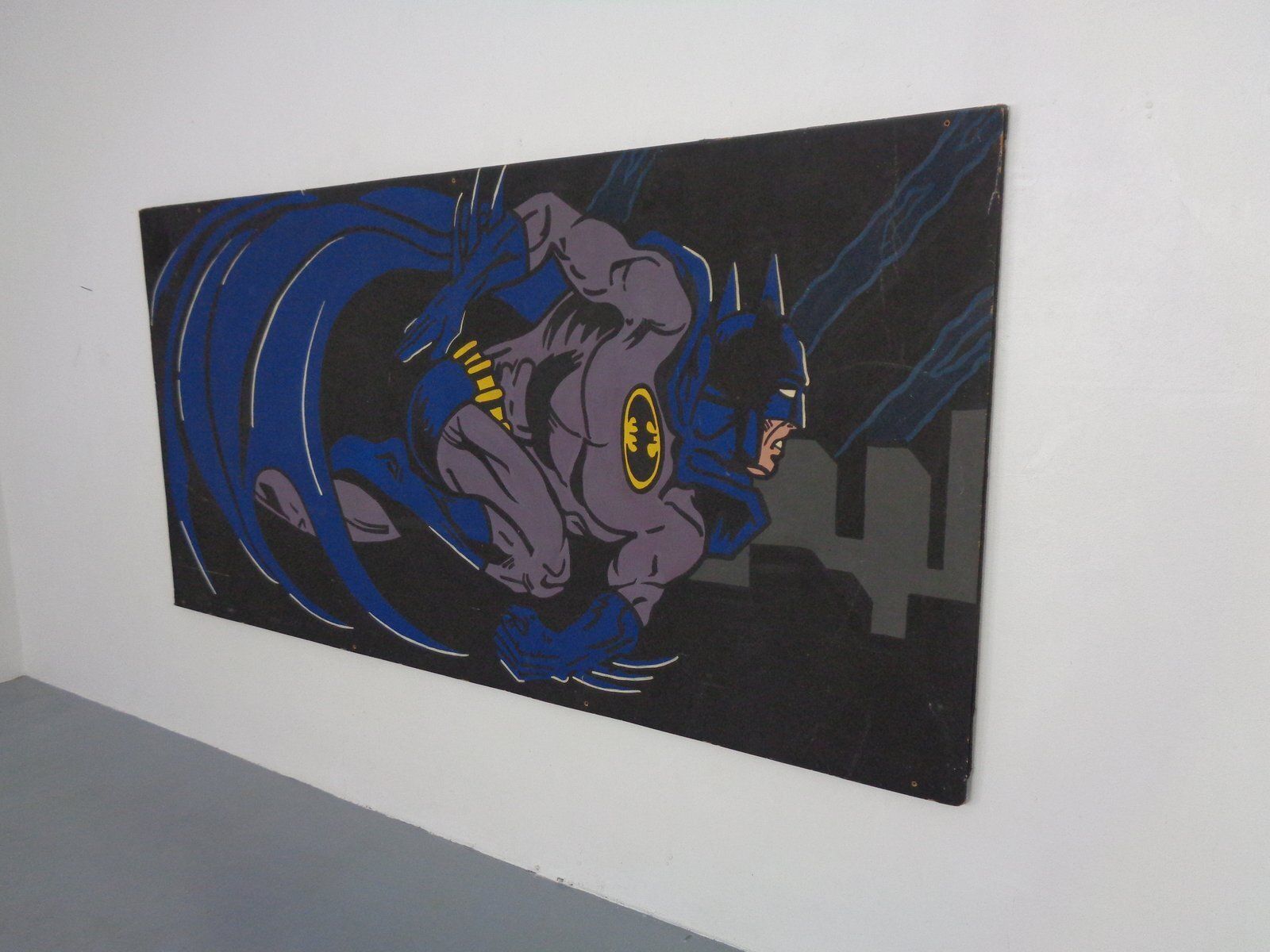photo for sale American Artist, Large Batman Street Art Image, Acrylic Painting On Hardboard, 1990s
