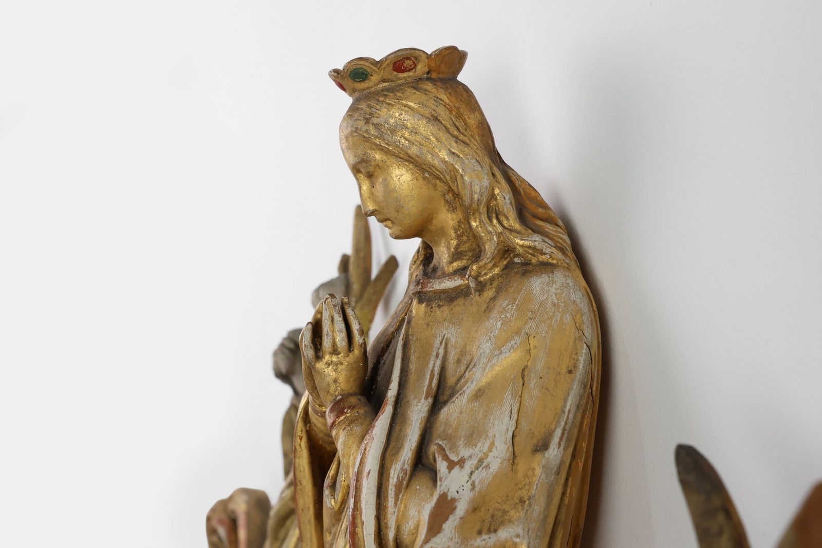 19th Century French Carved Oak Statue Of The Holy Virgin photo Art