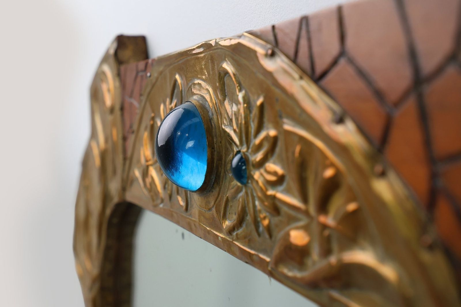 Home Decor Art Nouveau Mirror In Brass And Glass From A.H. Villaket, France, 1910s photo