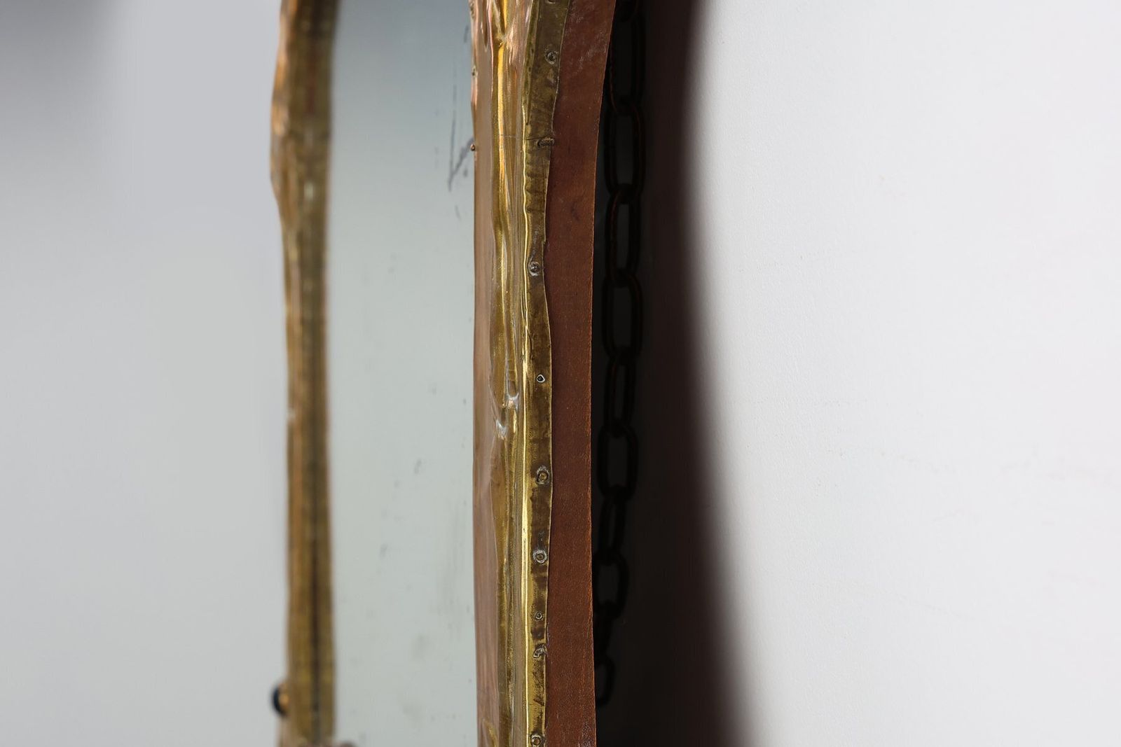 2000.0 Art Nouveau Mirror In Brass And Glass From A.H. Villaket, France, 1910s photo