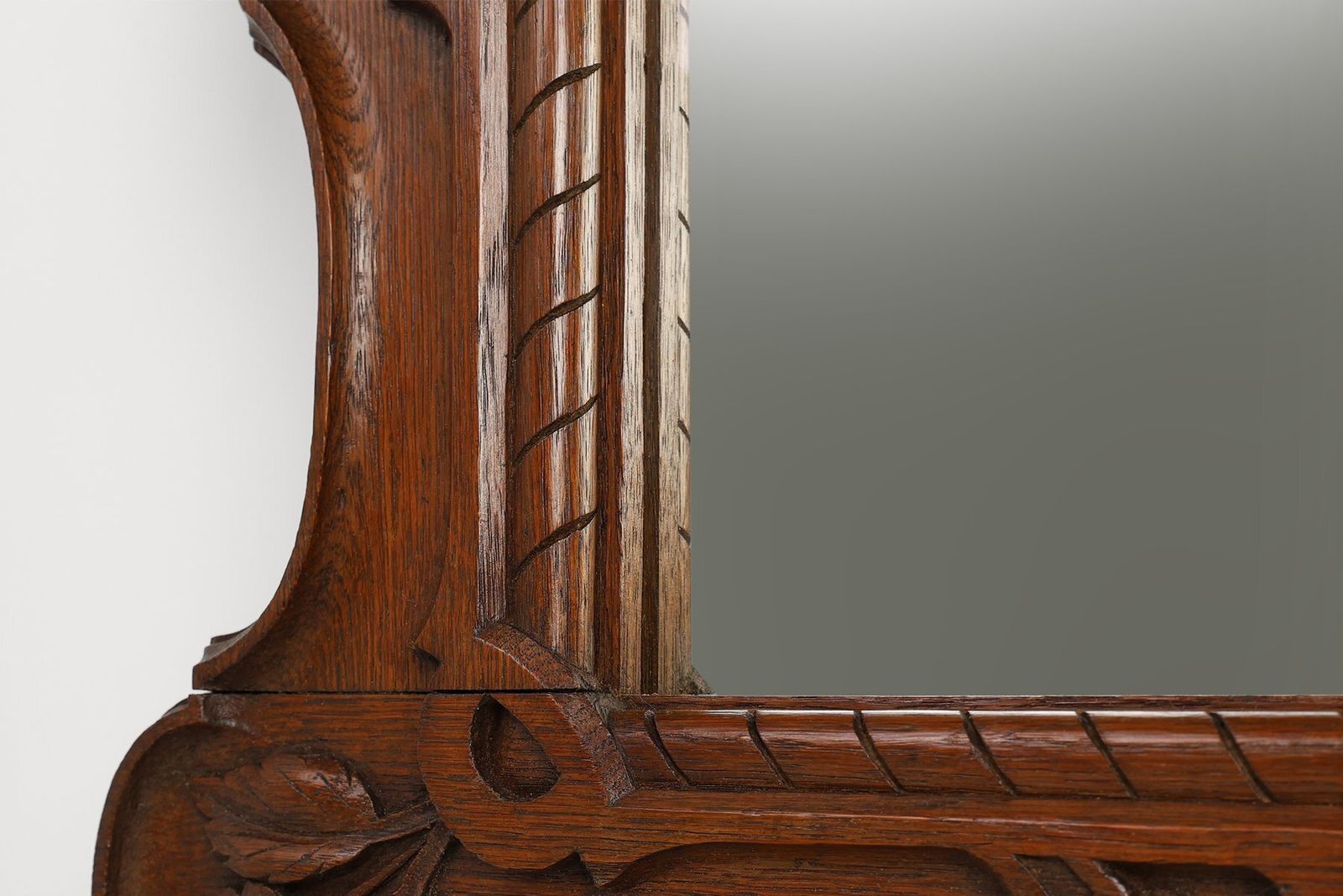 Baroque Oak Carved Wall Mirror, Belgium, 1900s photo furniture