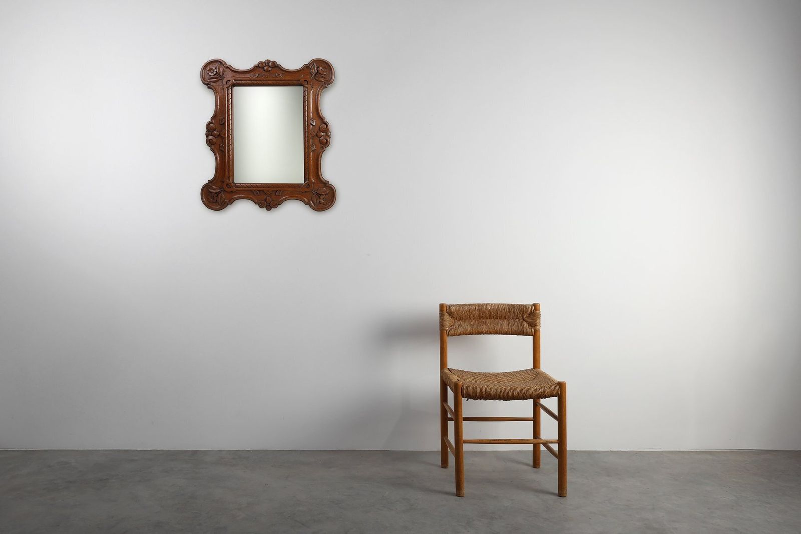 Baroque Oak Carved Wall Mirror, Belgium, 1900s photo Home Decor