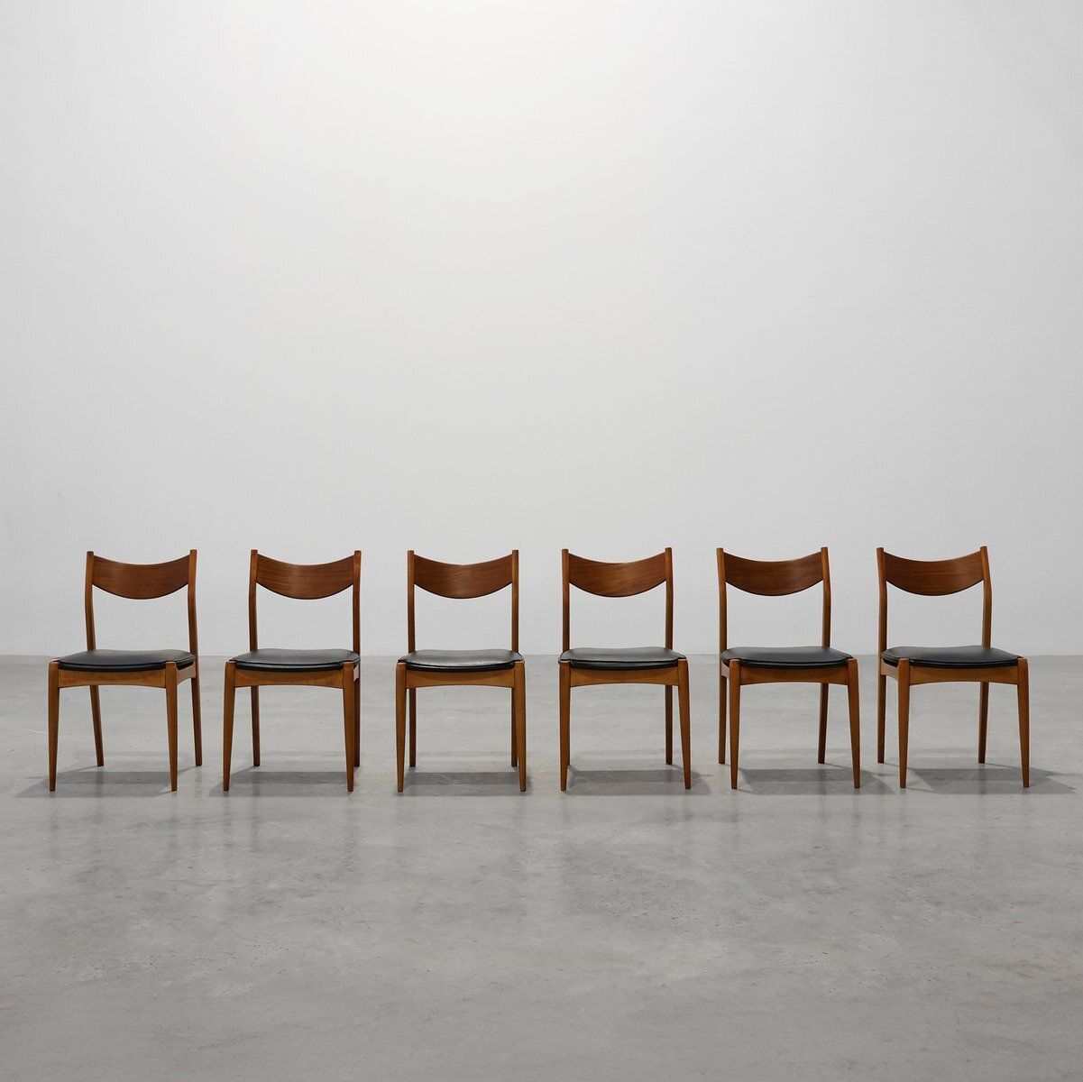 Mid Century Modern Belgian Teak Dining Chairs, 1960s, Set Of 6