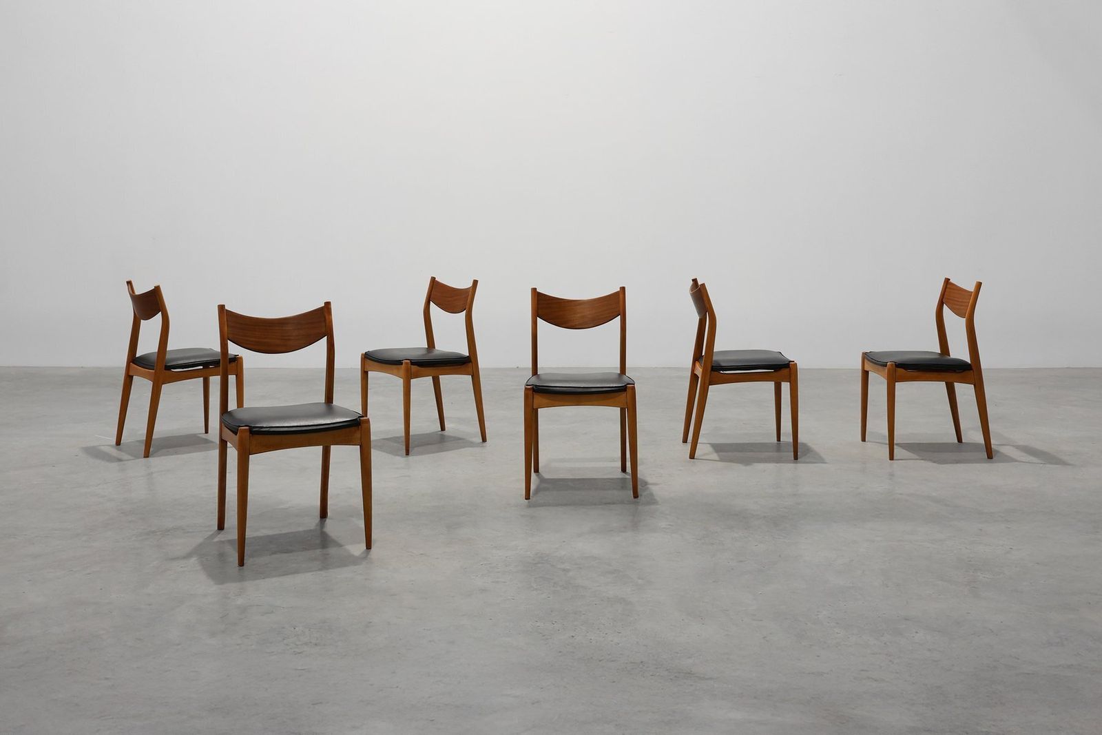 Mid Century Modern Belgian Teak Dining Chairs, 1960s, Set Of 6 photo vintage