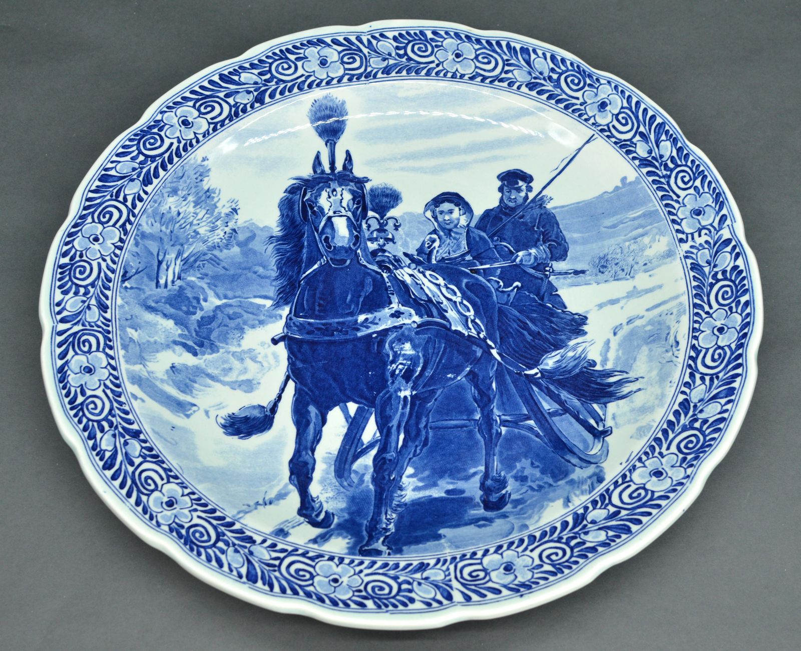 Unknownvintage ~1940s Delft Royal Sphinx Petrus Regout Of Maastricht Big Wall Plate1940's
