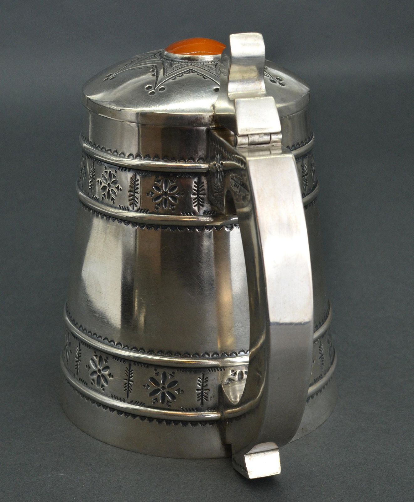 Arnold Naikasilver Beer Mug With Amber Decor In Modernist Style, 600 G. 875 Proof.1916 photo Home Decor