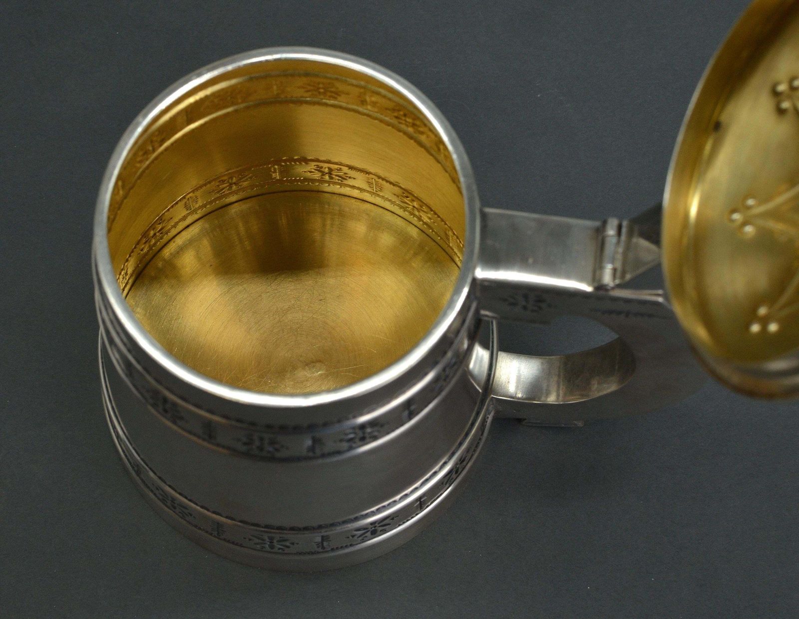 Arnold Naikasilver Beer Mug With Amber Decor In Modernist Style, 600 G. 875 Proof.1916 photo 2442.0