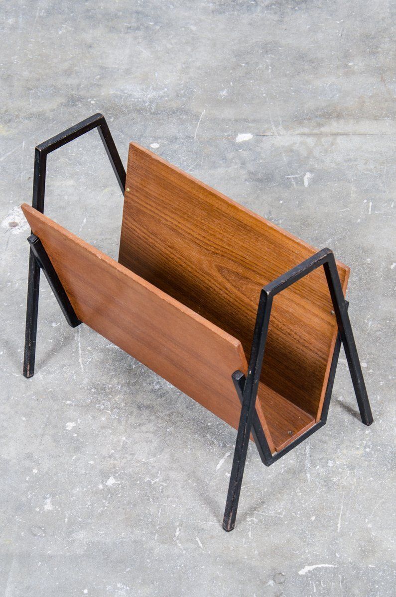Mid Century Magazine Rack In Teak And Metal, 1960s photo 291.0