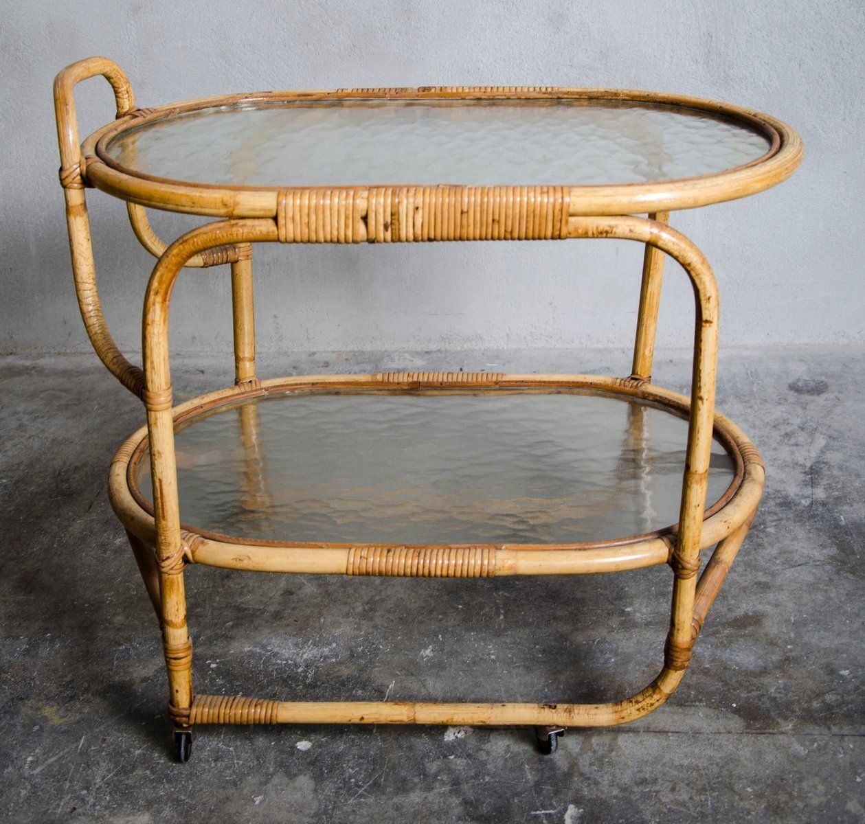 Serving Trolley In Rattan From Rohé Noordwolde, 1960s photo 552.0
