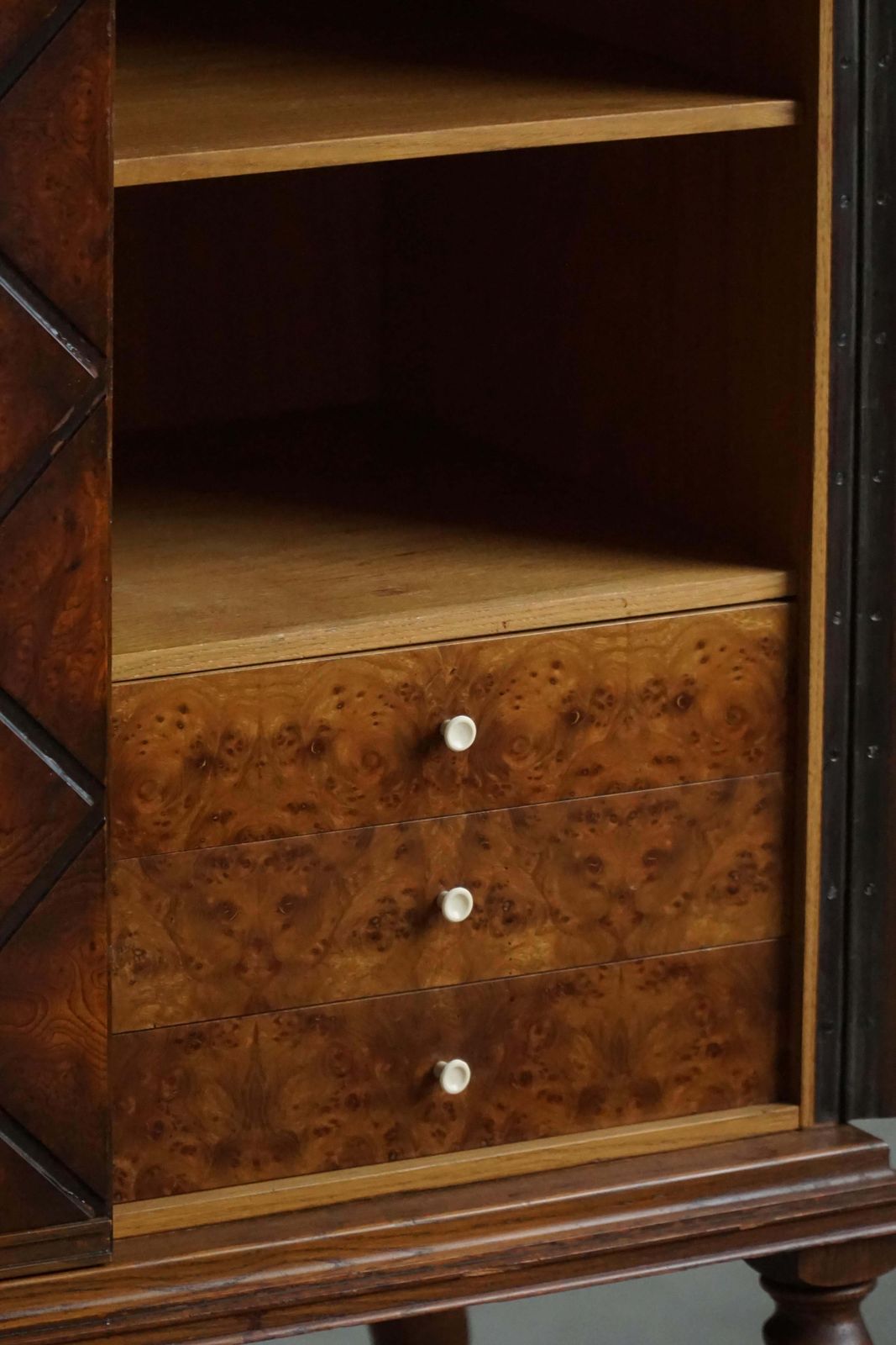 Furniture Swedish Grace, Geometric Cabinet In Oak, Thysells Möbler, Art Deco, 1940s photo