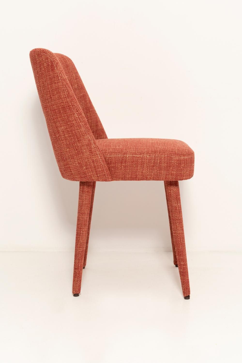 Mid Century Shell Chair In Burgundy Angkor Plain Fabric By Pierre Frey, 1960s photo for sale