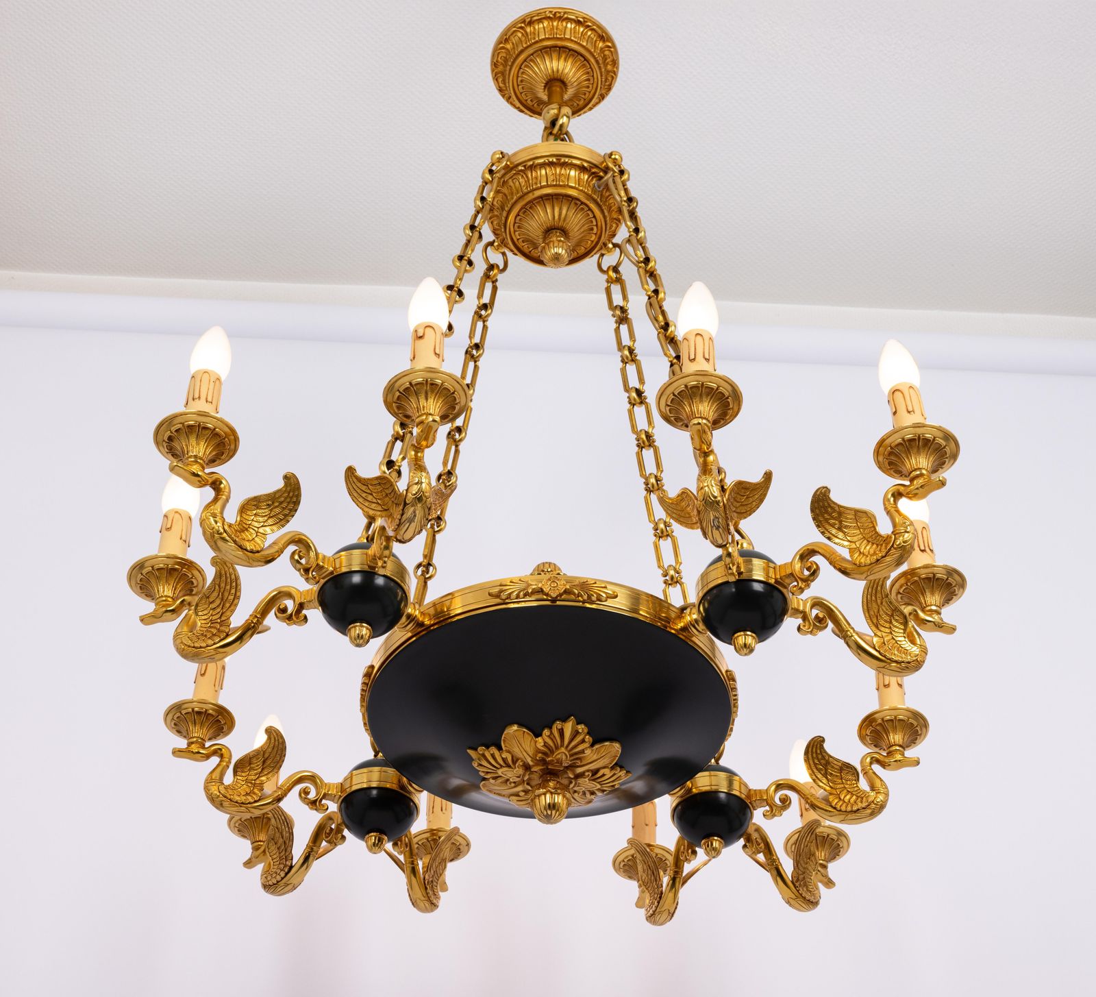 Antique French Empire Style Gilt And Patina Bronze Chandelier photo Lighting