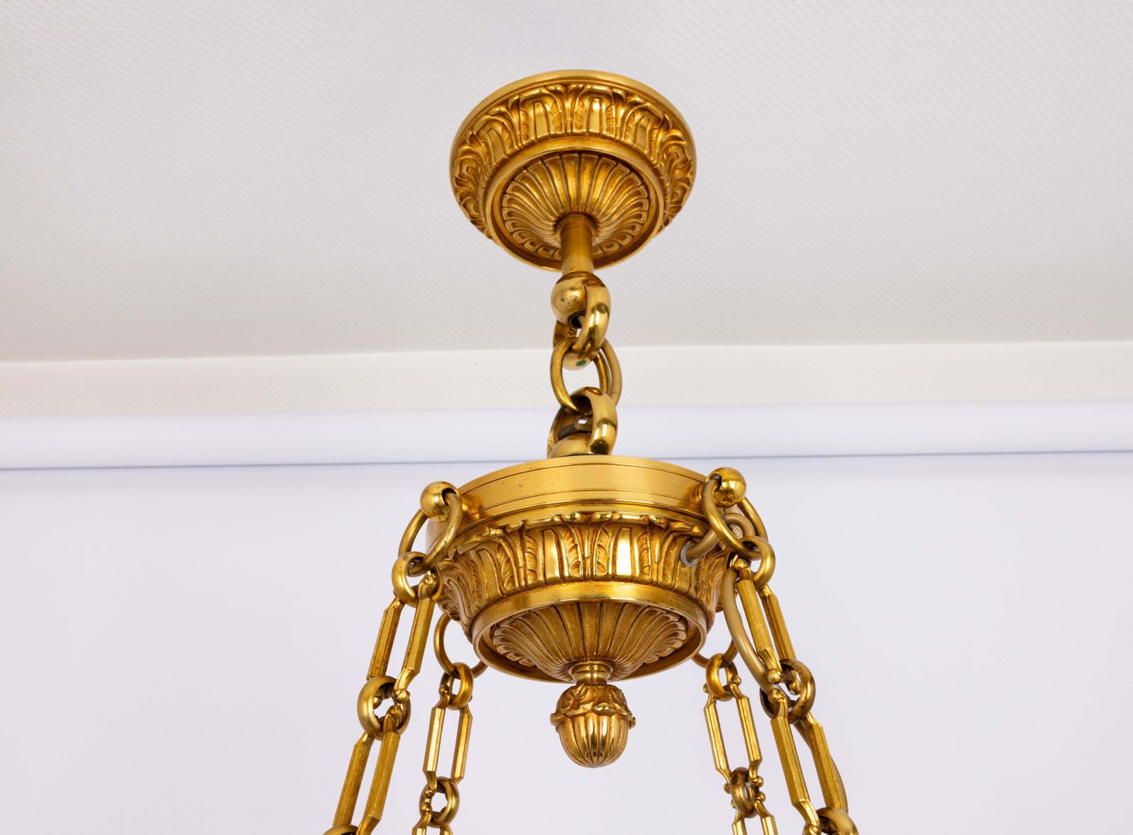 Lighting Antique French Empire Style Gilt And Patina Bronze Chandelier photo