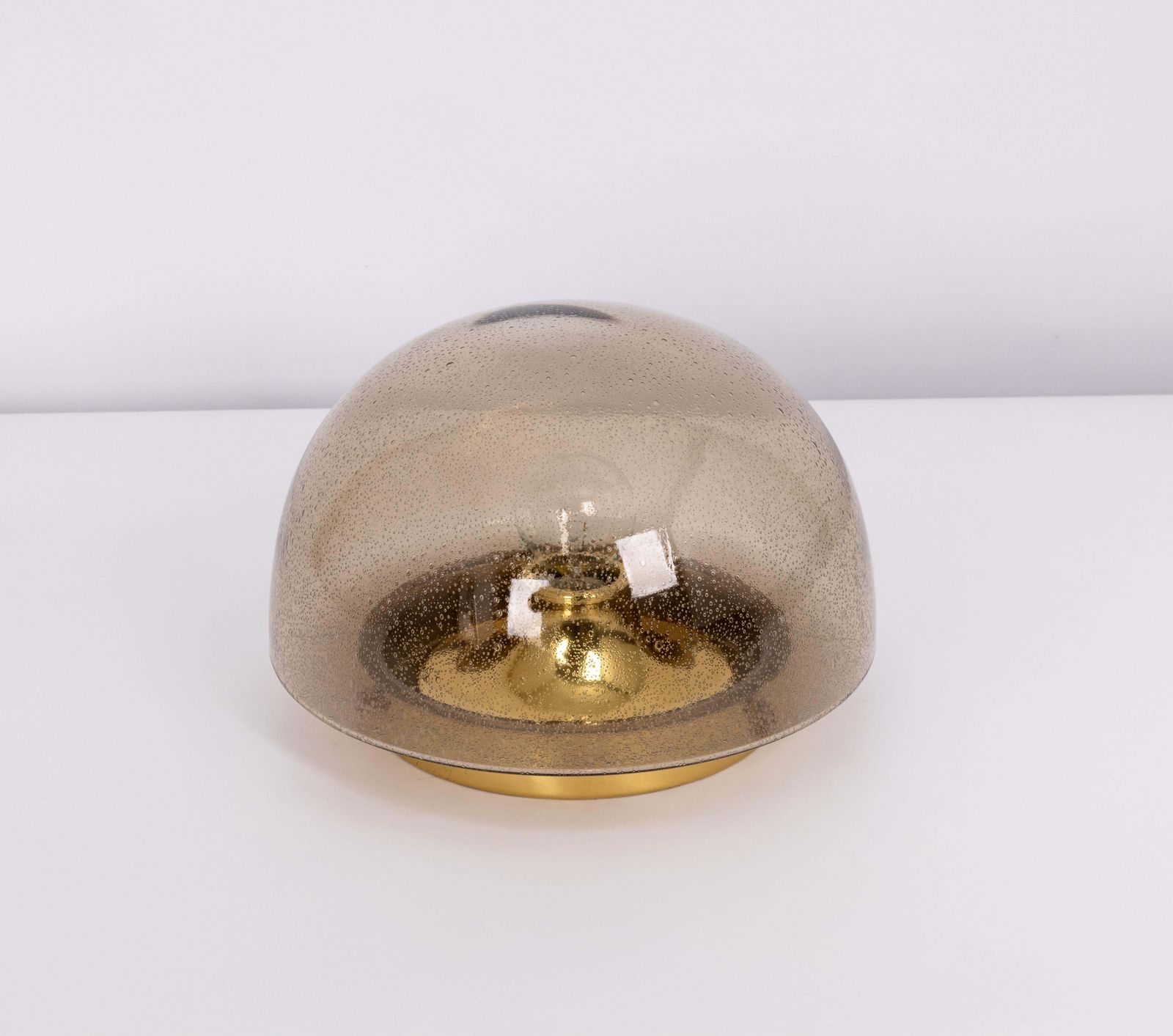1 Of 4 Mid Century Flushmount Smoked Glass By Limburg, Germany, 1970s photo vinterior