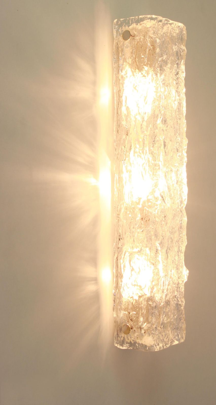 1 Of 2 Sets Of Large Murano Ice Glass Vanity Sconces By Kaiser, Germany, 1970s photo for sale
