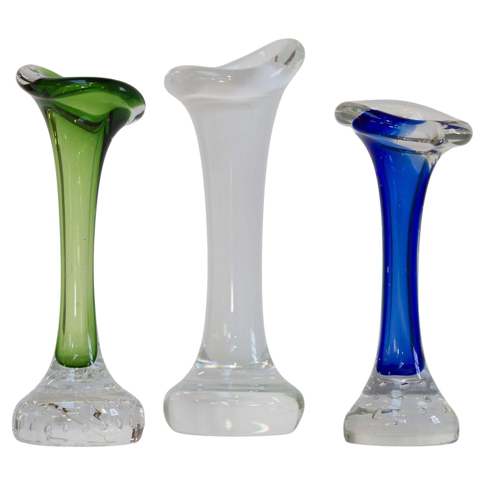 Swedish "Bone" Glass Vases By Bo Borgström For Aseda. 1960s. Set Of 3.