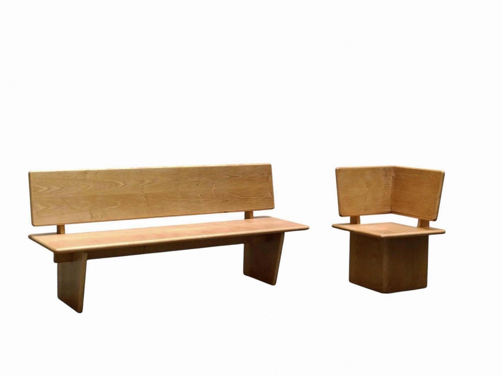 Single Oak Wood Chair Or Bench, Italy 1980s photo buy