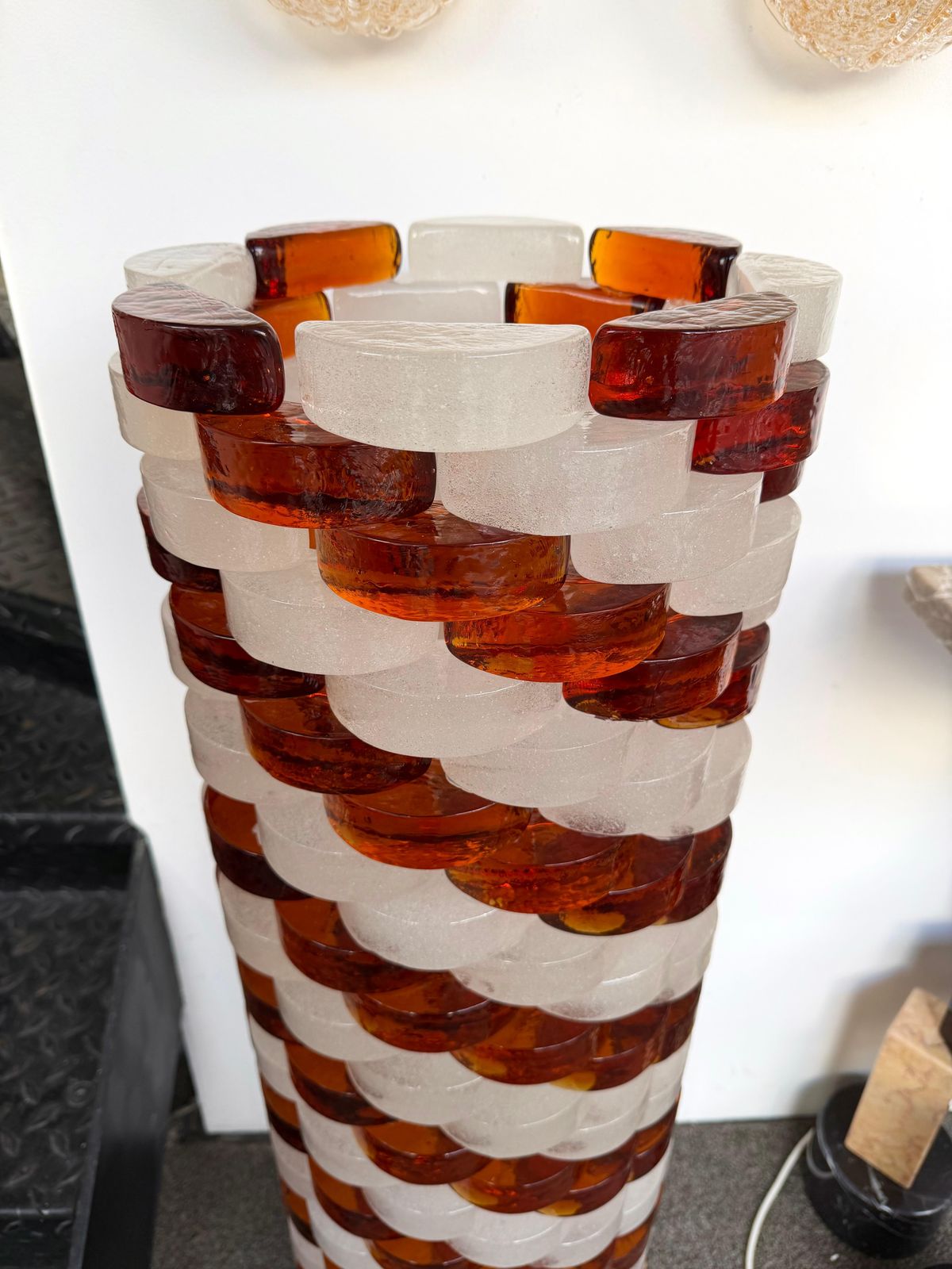 photo furniture Mid Century Modern Glass Cube Tower Floor Lamp By Poliarte, Italy, 1970s