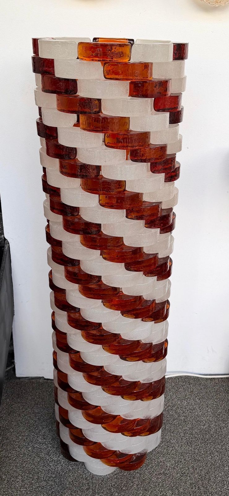 9774.0 Mid Century Modern Glass Cube Tower Floor Lamp By Poliarte, Italy, 1970s photo