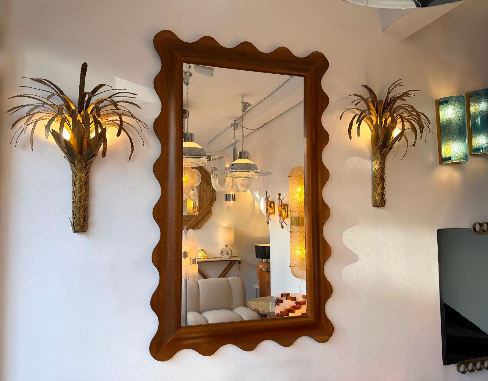 photo vinterior Pair Of Brass Palm Tree Sconces By Maison Jansen, France, 1970s