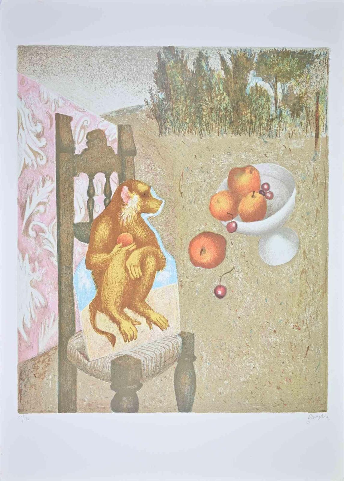 Enrico Benagliathe Monkey   Lithograph By Enrico Benaglia   1990s1990s