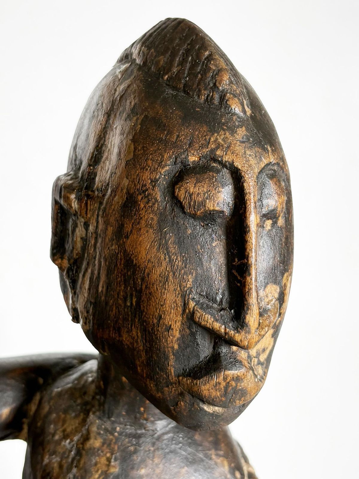 African Couple Sculpture In Patinated Black Wood, 1960, France photo vinterior