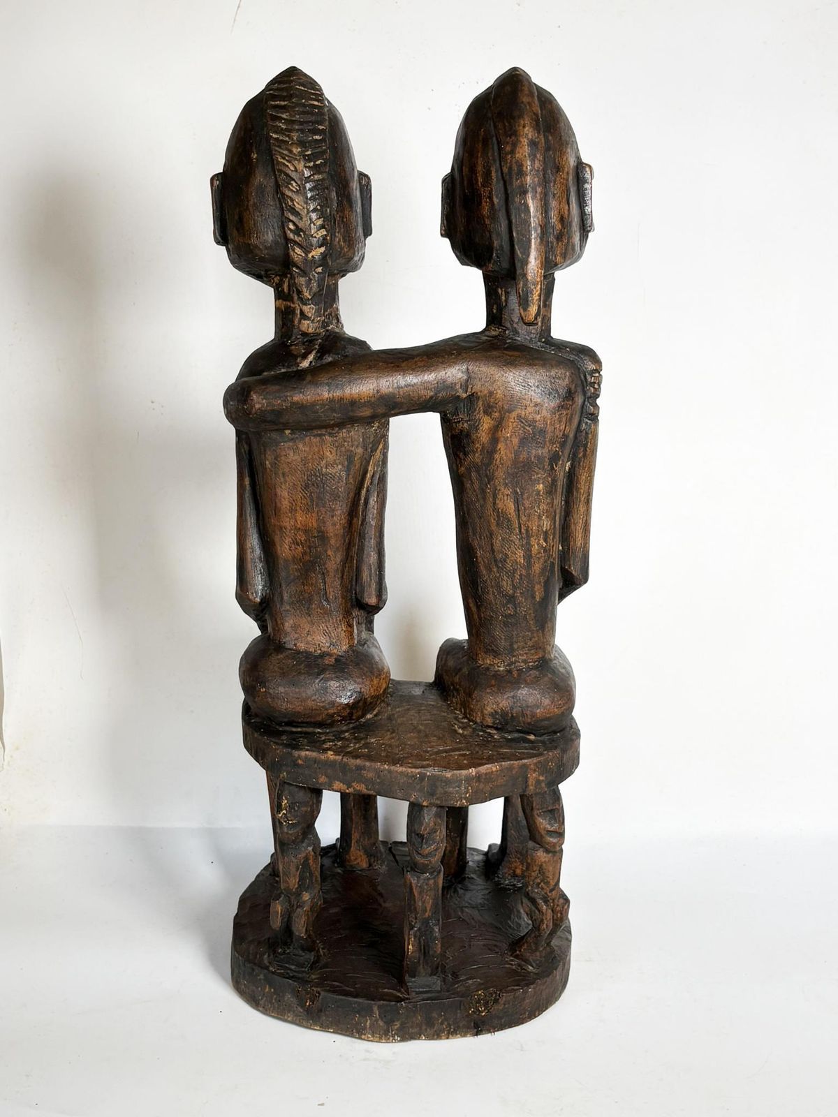 photo for sale African Couple Sculpture In Patinated Black Wood, 1960, France
