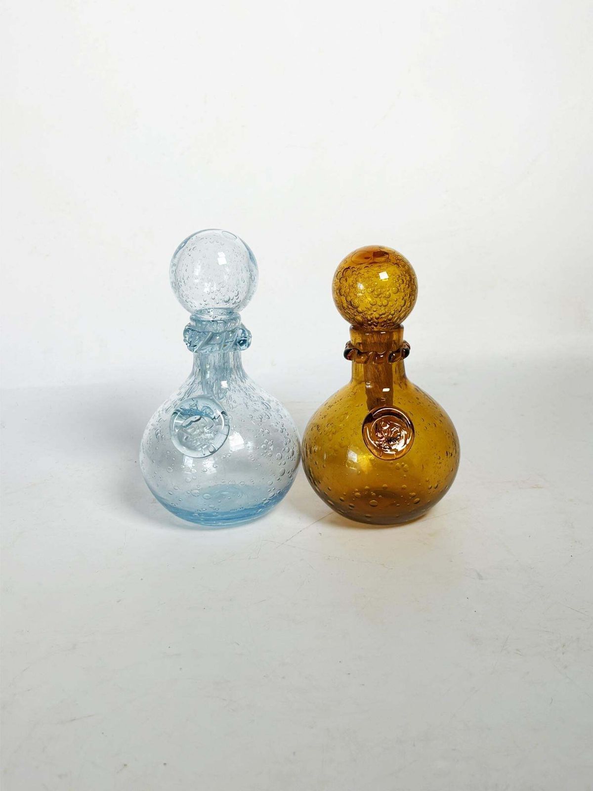 Pair Of Blown Glass Bottles From Biot, France, 1970 photo furniture