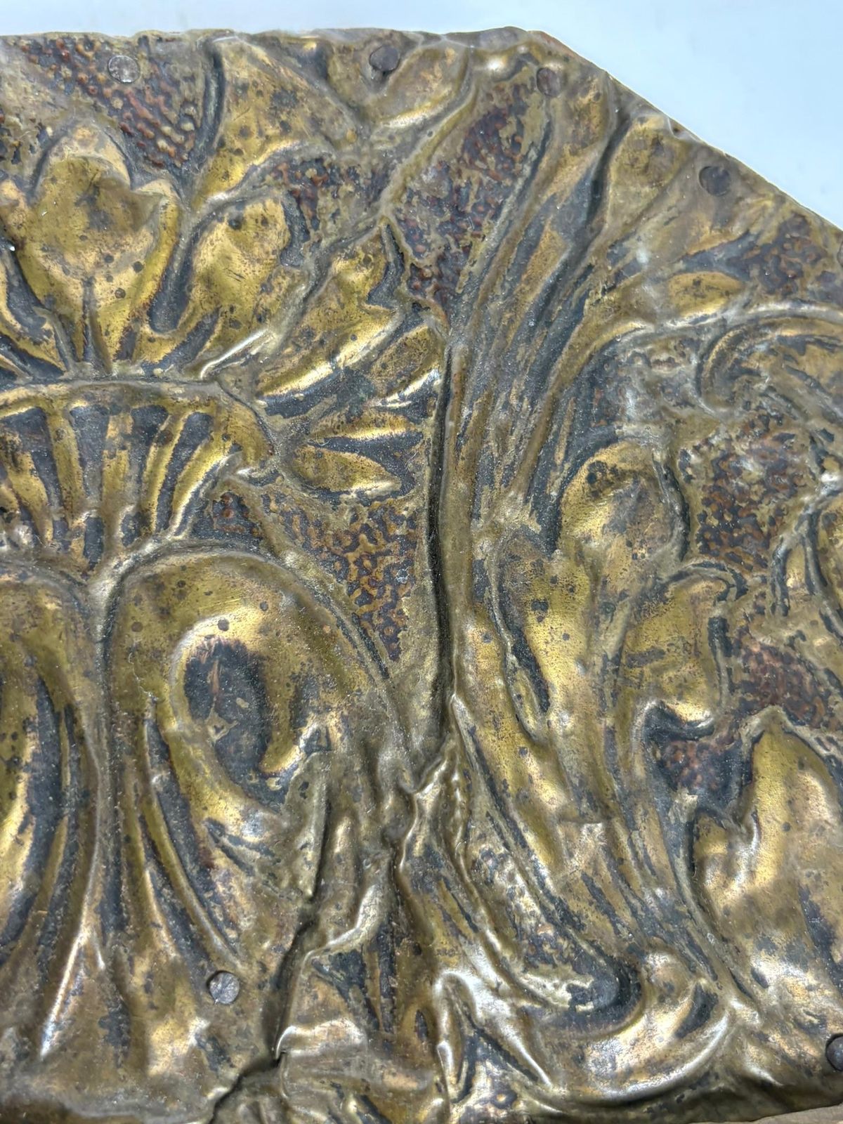 Small Patinated Mirror, Gilded Metal And Wood, France, 1970 photo buy