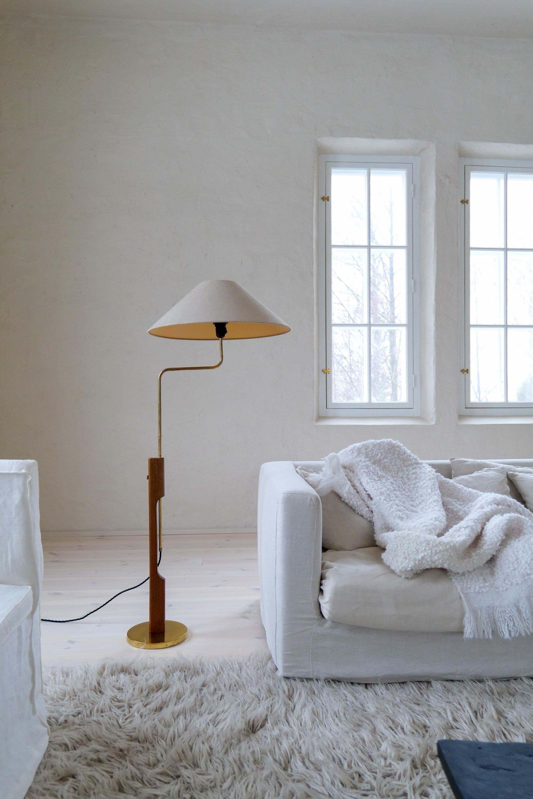 photo furniture Midcentury Modern Floor Lamp, Teak And Brass Bergboms, Sweden, 1960s